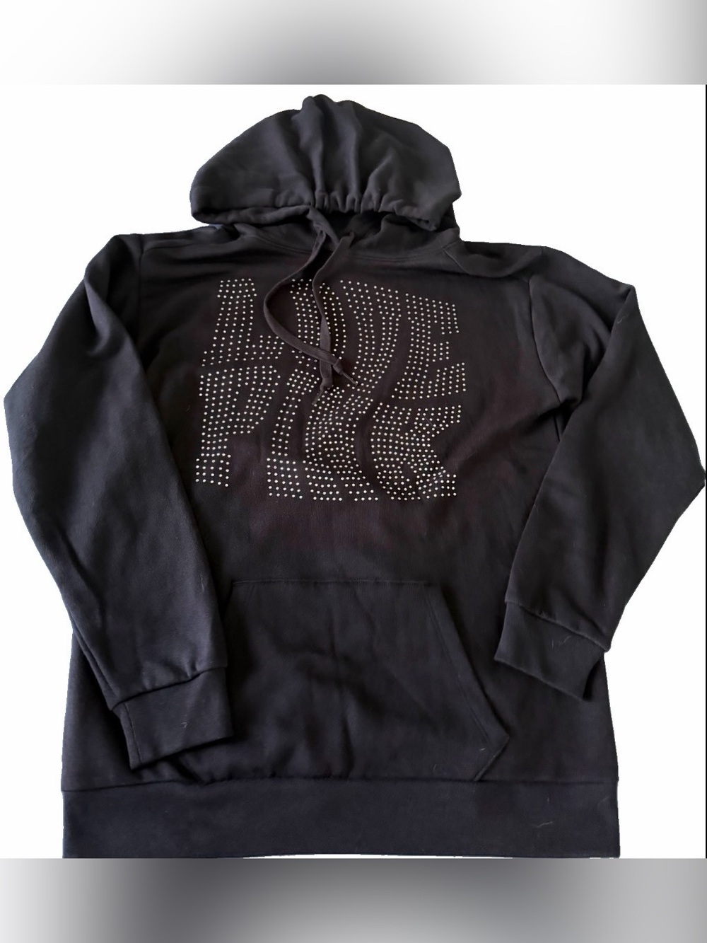 Black Studded "LOVE PINK" Hoodie - Women
